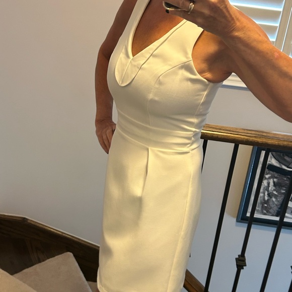 White Vera Moda stunning dress with faux leather trim. Excellent quality!! - Picture 10 of 15